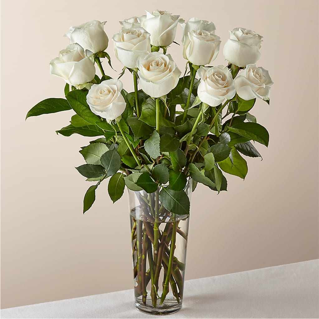 Long Stem White Rose Bouquet – For Get Me Not Florist, Williamston NC