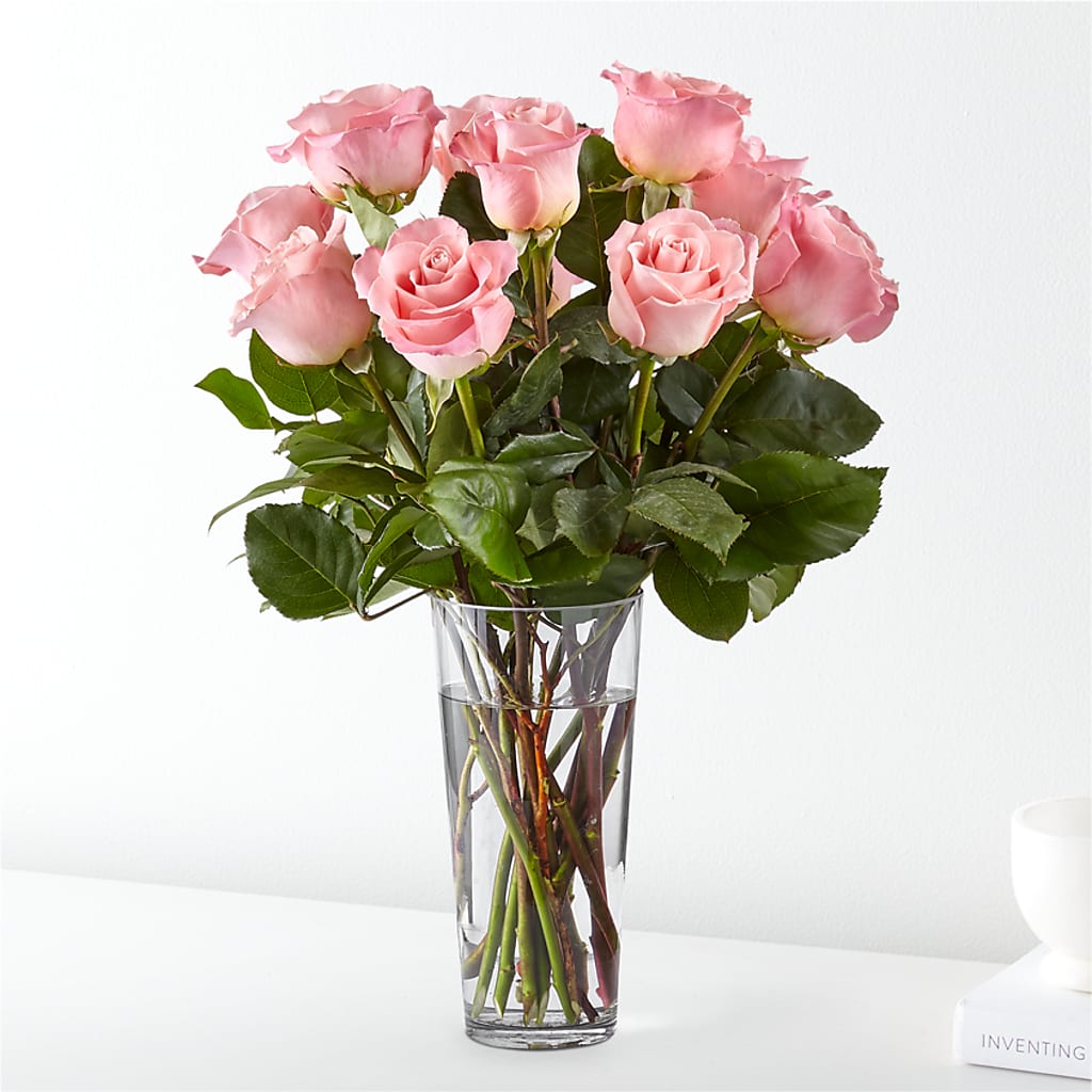 Long Stem Pink Rose Bouquet – For Get Me Not Florist, Williamston NC