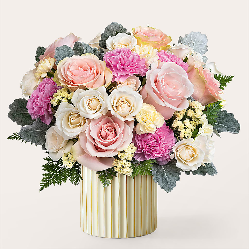 Blissful Moments Bouquet with Ivory Vase – For Get Me Not Florist, Williamston NC