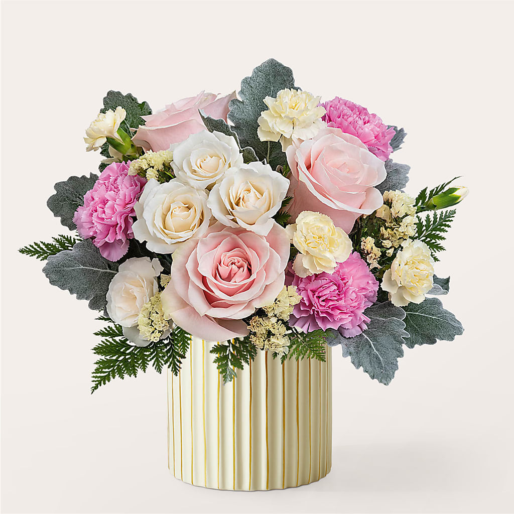 Blissful Moments Bouquet with Ivory Vase – For Get Me Not Florist, Williamston NC