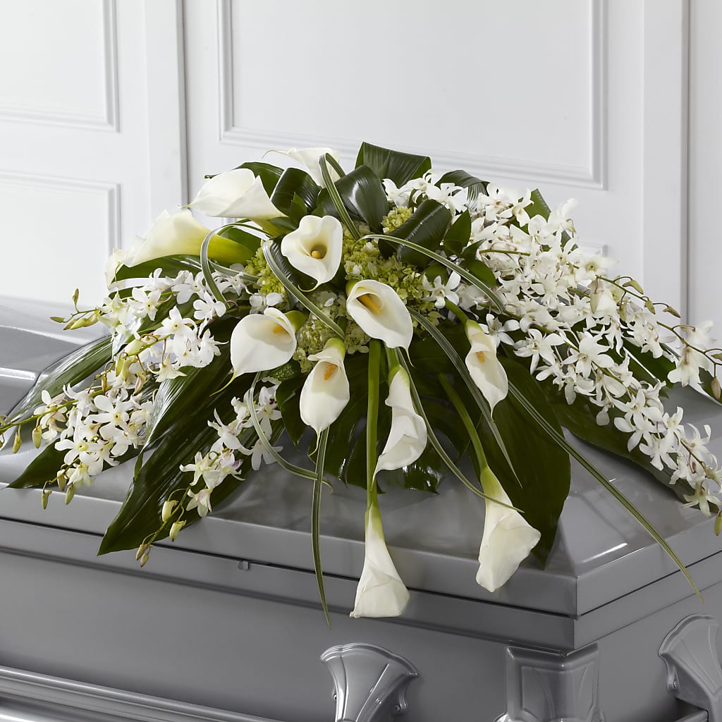 Angel Wings Casket Spray – For Get Me Not Florist, Williamston NC