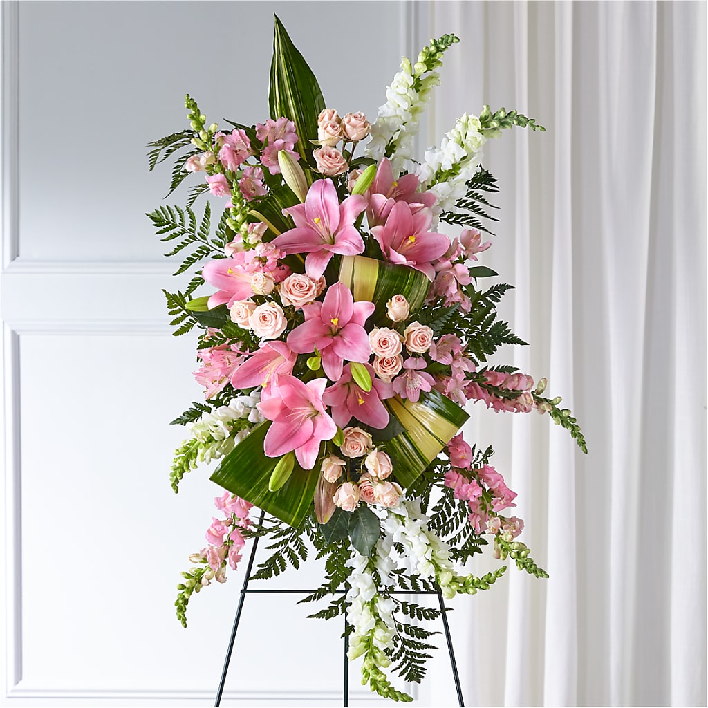 Elegant Embrace Standing Spray – For Get Me Not Florist, Williamston NC
