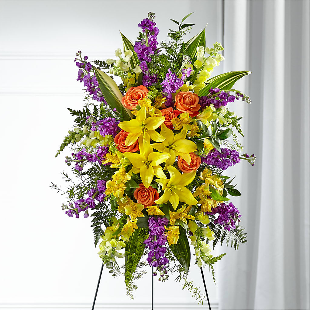 Thoughtful Prayers Standing Spray – For Get Me Not Florist, Williamston NC