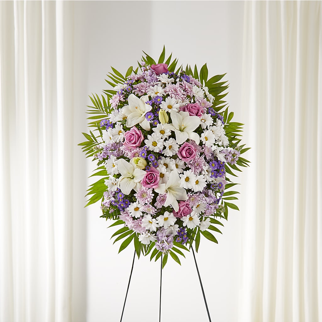 Surrounded by Love Standing Spray – For Get Me Not Florist, Williamston NC