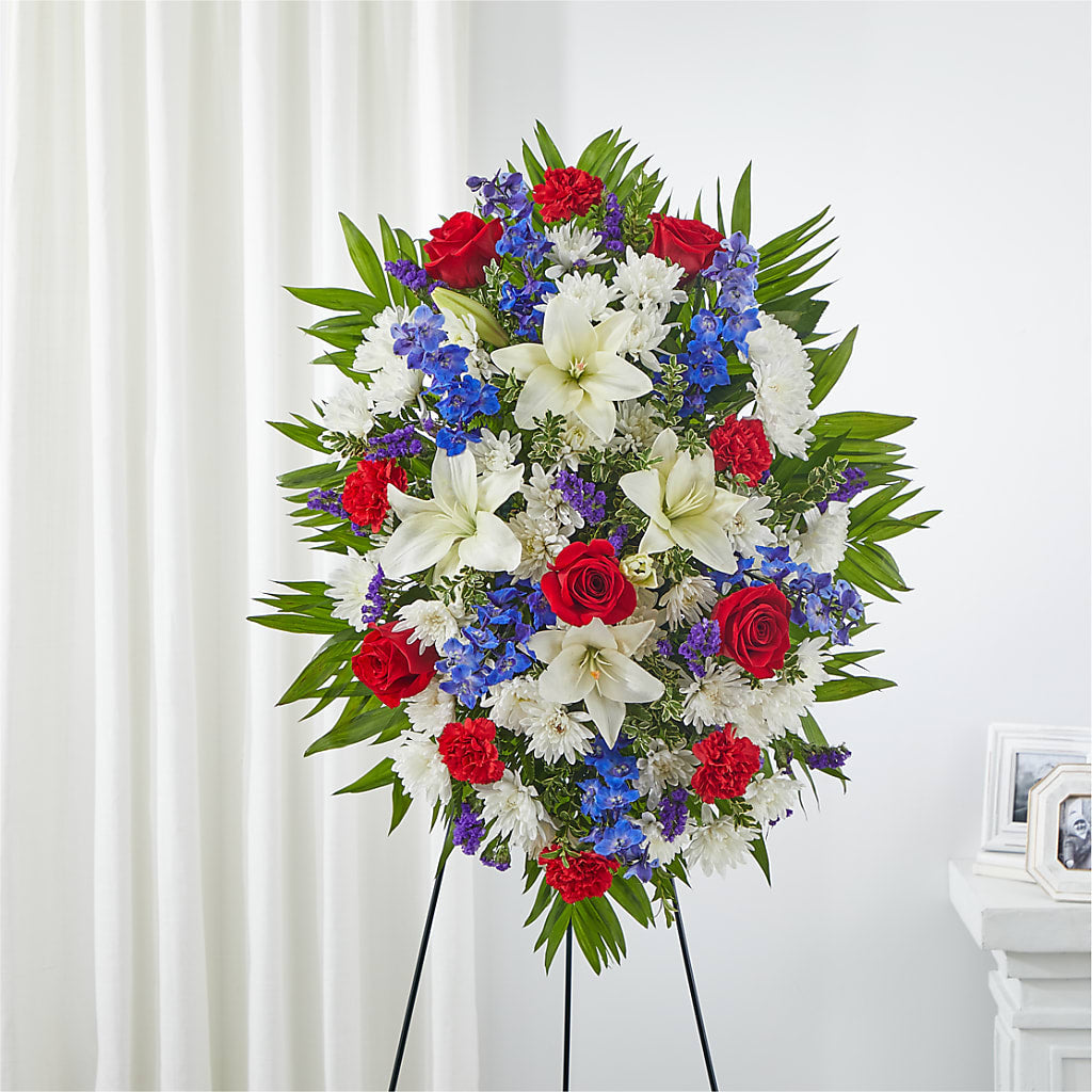 Cherished Service Standing Spray – For Get Me Not Florist, Williamston NC