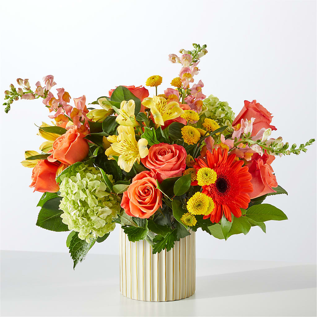 Autumn Sunshine Bouquet with Ivory Vase – For Get Me Not Florist, Williamston NC