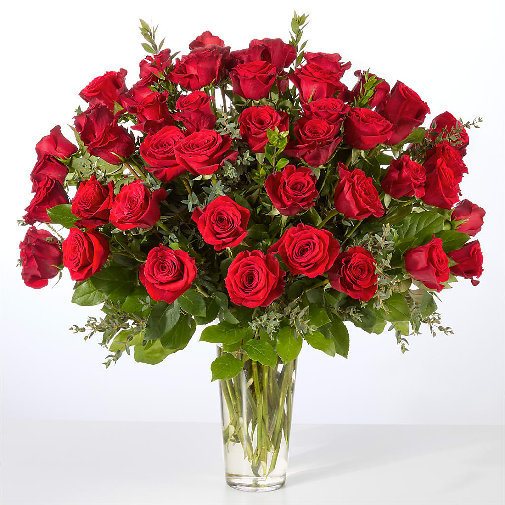 Forever Yours Fifty Stem Red Rose Bouquet – For Get Me Not Florist, Williamston NC