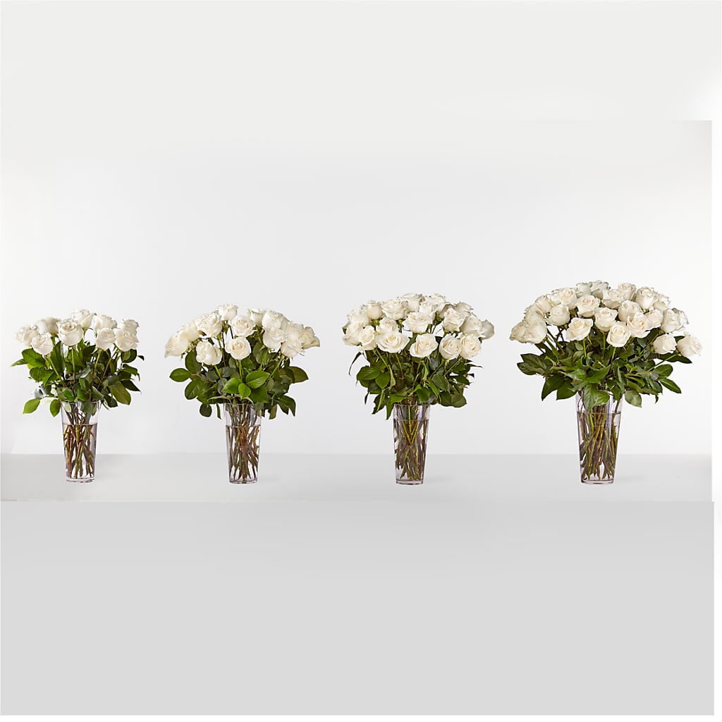 Long Stem White Rose Bouquet –  For Get Me Not Florist, Williamston NC