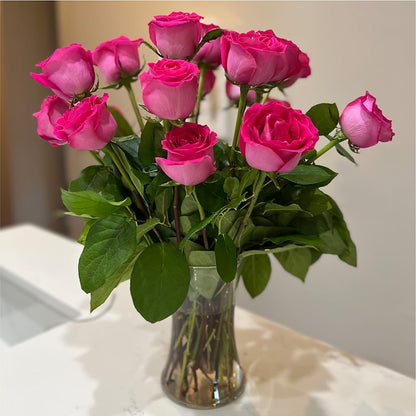 Long Stem Pink Rose Bouquet –  For Get Me Not Florist, Williamston NC