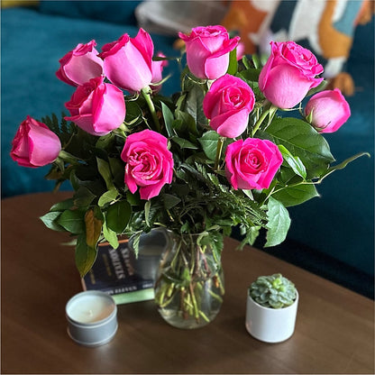Long Stem Pink Rose Bouquet –  For Get Me Not Florist, Williamston NC