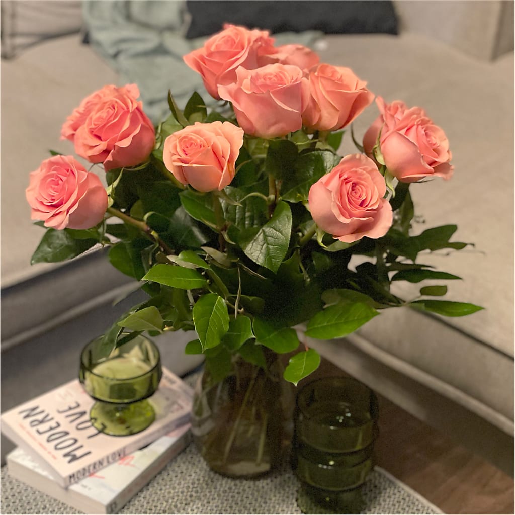 Long Stem Pink Rose Bouquet –  For Get Me Not Florist, Williamston NC