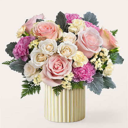 Blissful Moments Bouquet with Ivory Vase –  For Get Me Not Florist, Williamston NC
