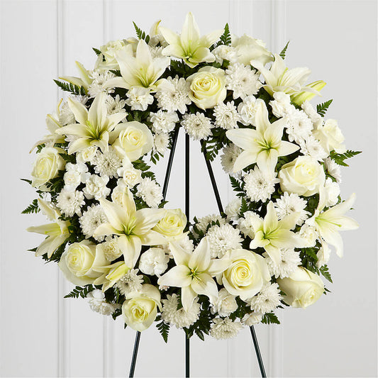 Treasured Tribute Wreath –  For Get Me Not Florist, Williamston NC