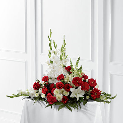 Crimson & White Arrangement –  For Get Me Not Florist, Williamston NC