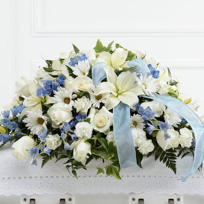 Tender Treasure Casket Spray –  For Get Me Not Florist, Williamston NC