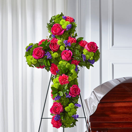 Tribute Rose Floral Cross –  For Get Me Not Florist, Williamston NC