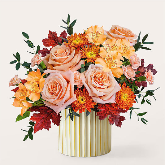 Spiced Latte Bouquet with Ivory Vase –  For Get Me Not Florist, Williamston NC