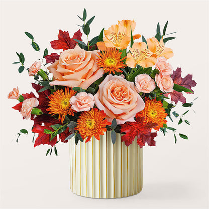 Spiced Latte Bouquet with Ivory Vase –  For Get Me Not Florist, Williamston NC