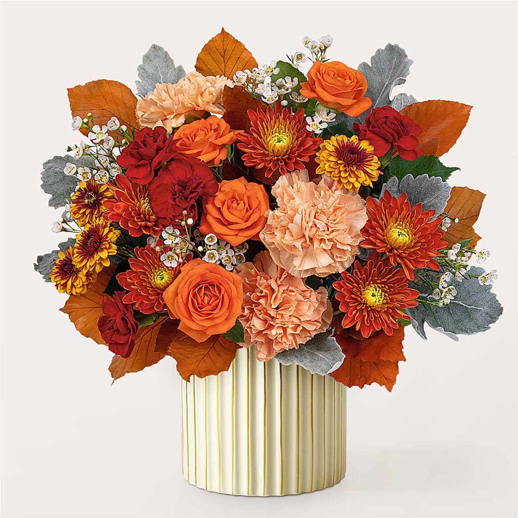 Merlot Bouquet with Ivory Vase –  For Get Me Not Florist, Williamston NC
