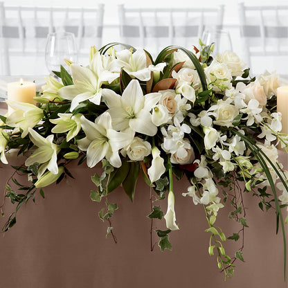 White Linen Arrangement –  For Get Me Not Florist, Williamston NC