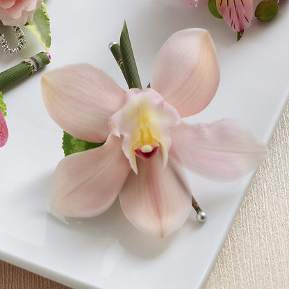 Pink Cymbidium Boutonniere –  For Get Me Not Florist, Williamston NC
