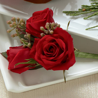 Red Spray Rose Boutonniere –  For Get Me Not Florist, Williamston NC